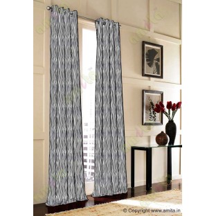 Black Silver Trendy Lines Poly Main Curtain Designs